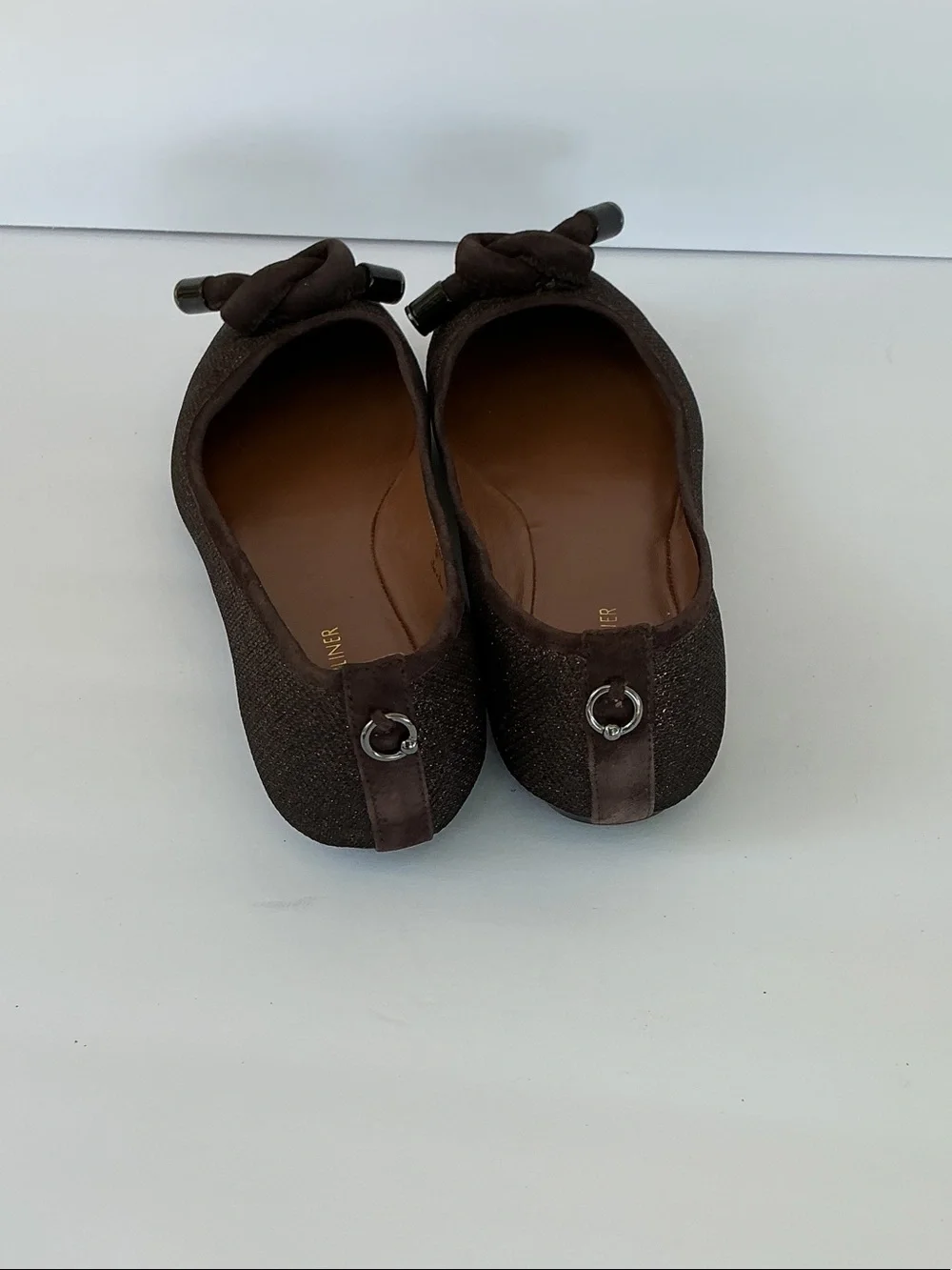 Donald J. Pliner Dark Brown Knot Toe Ballet Flats